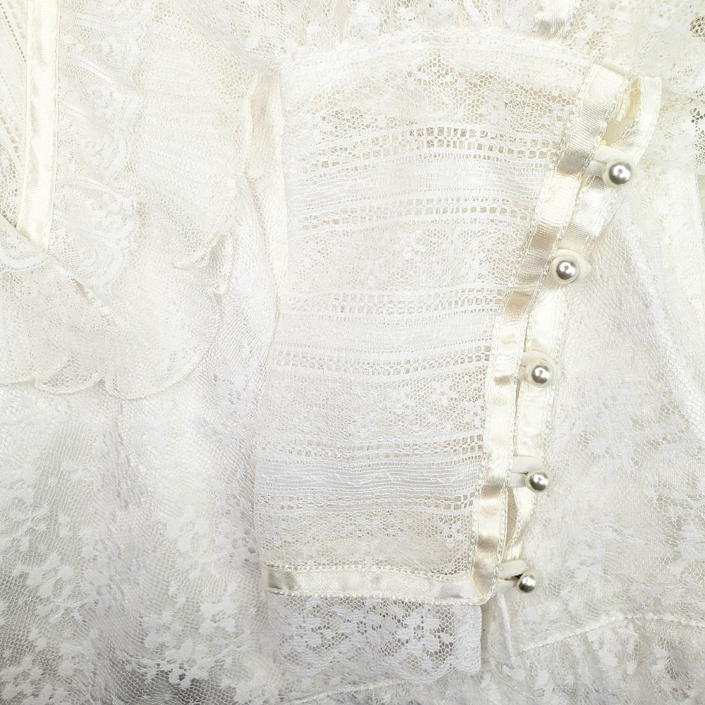 SOLD VINTAGE  Gunne Sax White Lace Prairie Dress - Picture 6 of 8